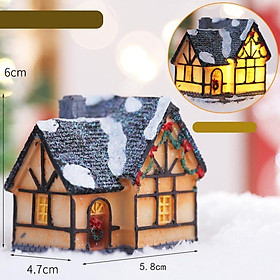 Mô hình ngôi nhà nhỏ có đèn LED phát sáng dùng pin dùng trang trí Giáng Sinh