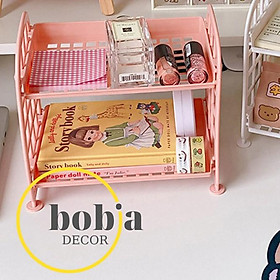 Mua Kệ nhựa mini 2 tầng để đồ dùng học tập trang trí bàn học phong cách Hàn Quốc