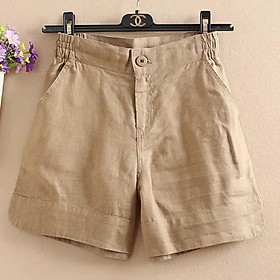 Quần short nữ linen bột Premium xẻ gấu tròn lưng chun 2 bên ArcticHunter, thời trang thương hiệu chính hãng