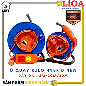 Ổ cắm kéo dài quay tay kiểu rulo hybrid lioa new dây dài 15m/20m/30m công suất 20a