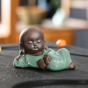 Baby Buddha Asian  Decor Statue Ceramic Kids Monk Figure Ornament A