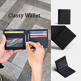 VÍ NGẮN GẬP DA Bóp CLASSY Da CrossGrain Nhập Khẩu Cao Cấp Chống Thấm Nước Unisex Nam Nữ Chuẩn Leonardo DOLANTO
