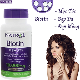 Hỗ trợ mọc tóc Natrol Biotin Beauty giúp tóc mọc nhanh dài, dày hơn,   làn da rạng rỡ và móng tay chắc khỏe - Massel Official