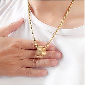 dây chuyền nam Nhẫn Bát Nhã Tâm Kinh cực kỳ may mắn bình an, nhẫn xoay titanium cao cấp