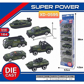 bộ 6 xe sắt có 4 mầu mỗi mầu có nhiều kiểu xe cho các bé yêu