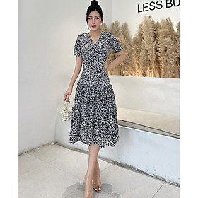 (HCM) Đầm vol 3 tầng cổ đắp chéo sang trọng D067- Lady fashion- Khánh Linh Style