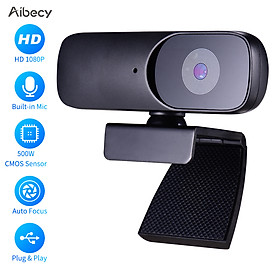 Aibecy Full HD 1080P Webcam CMOS 500W Web Camera with Microphone Support Auto Focus USB Computer Camera Plug and Play