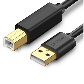 Cáp tín hiệu usb máy in đầu mạ vàng cao cấp dài 1M màu đen UGREEN USB20846Us135 Hàng chính hãng