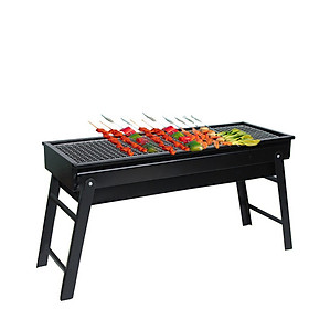 Hình ảnh Lò nướng than BBQ, bếp nướng than hoa ngoài trời thép không gỉ 60 x 22 x 33cm