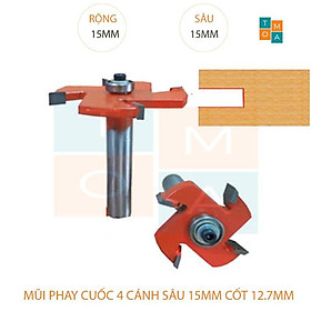 Mua MŨI SOI GỖ - MŨI CUỐC GỖ 4 CÁNH RỘNG 15MM SÂU 15 MM - MŨI PHAY RÃNH ĐẦU BI
