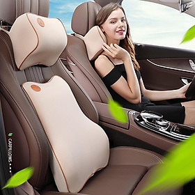 Bộ gối tựa đầu và tựa lưng ô tô, xe hơi chất liệu cao su non cao cấp, siêu đàn hồi- chống đau mỏi lưng