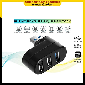 Mua HUB Chia 3 Cổng USB 3.0 Tốc Độ Cao Cho PC  Laptop - Thiết Bị Mở Rộng Cỗng USB 3.0 Xoay (Màu Ngẫu Nhiên) - Hàng Nhập Khẩu