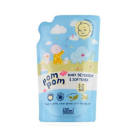 Nước giặt xả quần áo cho bé Pom Pom Newborn túi 600ml