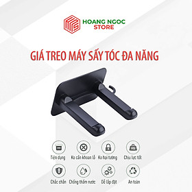 Giá treo máy sấy tóc dùng băng keo, lắp đặt dễ dàng, đa năng, phù hợp với nhiều loại máy