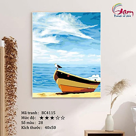 Mua Tranh tự tô màu số hóa Biển xanh nắng vàng chim hải âu BC4115