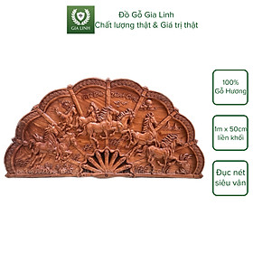 Tranh quạt Mã đáo thành công Đồ Gỗ Gia Linh gỗ Hương đá liền khối KT 1m x 50cm x 4cm