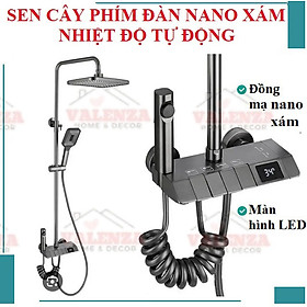 Mua (Tặng ống nối cây sen) Sen cây phím đàn đồng mạ nano xám màn hình hiển thị nhiệt độ tự động kèm xịt vệ sinh