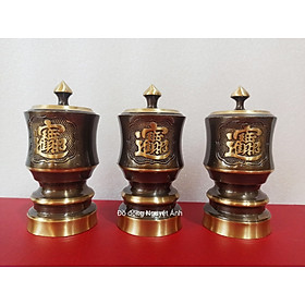 [Miễn ship 100%]Bộ đài thờ bằng đồng cao 16cm, 20cm màu giả cổ 2 công nghệ, đồ đồng nguyệt ánh