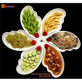 Mua Bộ đồ ăn cánh tiên men trắng gốm sứ Bát Tràng