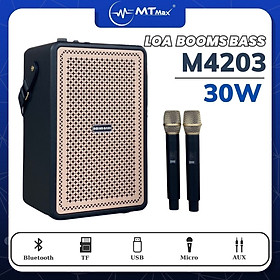 Loa Bluetooth Karaoke Booms Bass M4203 Bass Mạnh, Kèm 2 Micro Không Dây Hàng Chính Hãng Bảo Hành 12 Tháng