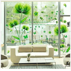 Decal dán tường hoa cánh bướm xanh