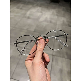 Kính mắt chống ánh sáng xanh Mắt tròn kim loại viền dày