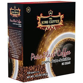 Hình ảnh Cà Phê Hòa Tan 100% Đen Thuần Khiết KING COFFEE - Hộp 150 gói x 2g