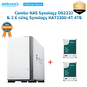 Mua Combo Thiết bị lưu trữ NAS Synology DS223j và 2 ổ cứng HDD cho NAS Synology HAT3300-4T Hàng Chính Hãng