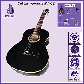 Mua Đàn guitar classic SV-C1 màu đen tập chơi - Âm ấm và bấm nhẹ tay - Đặt hàng tặng 7 phụ kiện