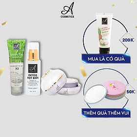 Bộ 3 sản phẩm dưỡng da mặt ACosmetics: Kem Face Pháp 50g + Detox Bọt Biển 80ml + Sữa Rửa Mặt Trà Xanh 120ml