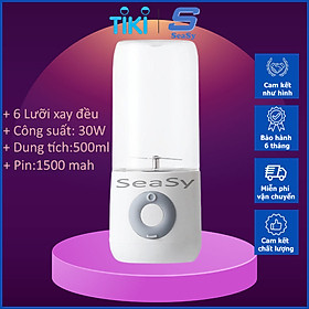 Mua Máy xay sinh tố cầm tay mẫu mới SEASY SS28  Máy xay sinh tố mini đa năng  Xay đá  Xay thực phẩm  4 lưỡi Inox 304 chống gỉ  Công suất mạnh 60W  Dung tích 400 ml  Tốc độ quay 12000 vòng/phút  Sạc USB di động – Hàng chính hãng