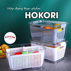 Mua Hộp đựng thực phẩm tủ lạnh 2 lớp Hokori – Hộp bảo quản thức ăn chia ngăn có lỗ thoát nước Việt Nhật (MS 6588 - 6589)