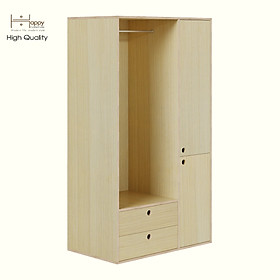 HAPPY FURNITURE , Gỗ tự nhiên , Tủ quần áo 2 cửa mở gỗ Plywood - SANARI , TCM_202 , 100cm x 59cm x 180cm DxRxC