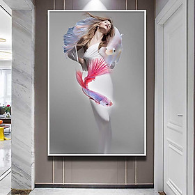 Mua Tranh đơn canvas treo tường Decor Họa tiết cô gái nghệ thuật - DC203