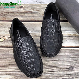 Giày Lười Nam Công Sở Happyshoes Da Bò Thật Dập Vân Cá Sấu - HS82