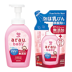 Combo nước rửa bình Arau Baby 1 chai 450ml + 1 túi 400ml