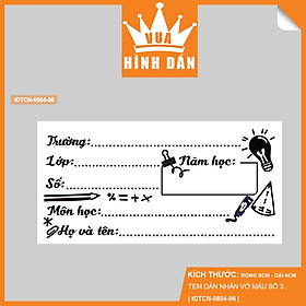 Set 30/50 NHÃN VỞ HỌC SINH SINH VIÊN trắng đen 8x4cm đơn giản đẹp mắt (trường, lớp, số, môn học, năm học, họ tên) (5.001)