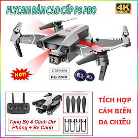 Mua   Tặng bộ 4 cánh dự phòng + Bảo vệ cánh   Máy bay flycam camera 4K mini P5 pro định vị g.p.s giữ thăng bằng  tự quay lại vị trí ban đầu  động cơ không chổi than  thời gian bay 20 phút  tầm xa 400m  gimbal chống rung .