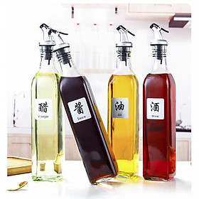 Mua Bộ 4 chai thủy tinh đựng gia vị nhà bếp Set 500ml Glass Olive Oil Vinegar Dispenser Pourer Bottle