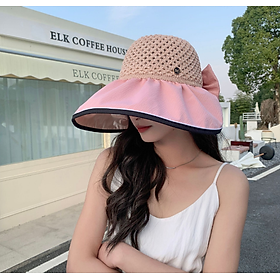 Mũ nữ rộng vành gắn nơ phong cách Hàn bản to, nón chống nắng chống tia cực tím