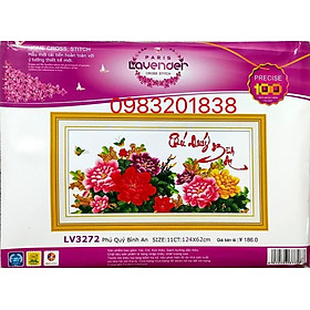 Mua Tranh thêu chữ thập Phú quý bình an LV3272 - hoa mẫu đơn