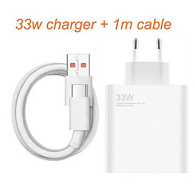 Bộ Sạc Nhanh Xiaomi 33W EU Turbo Charge 2M Type C Cable Cho Mi 10/5G/10i 5G/10s/10 Ultra/10 Pro 5G/10T 5G/10T Pro 5G Màu sắc: EU Sạc và 1m
