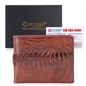 HH2404 - Bóp nam da đà điểu Huy Hoàng da chân màu nâu đỏ