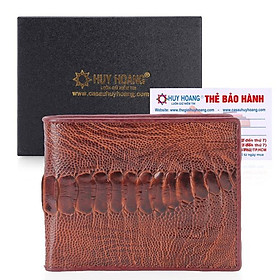 HH2404 - Bóp nam da đà điểu Huy Hoàng da chân màu nâu đỏ