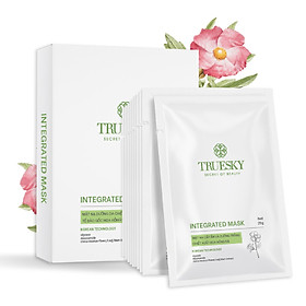 Hộp 10 miếng mặt nạ dưỡng trắng và ngừa lão hoá Truesky Integrated Mask chiết xuất hoa hồng đá 25g/miếng