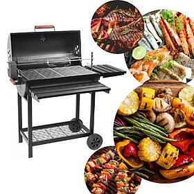 Mua BẾP NƯỚNG THAN HOA NGOÀI TRỜI HÌNH CHỮ NHẬT CÓ NẮP - BẾP NƯỚNG BBQ - DÃ NGOẠI