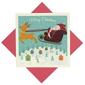 Hình ảnh Tiki NowThiệp NOEL Giấy Xoắn Thủ Công (Quilling Card) Tuần Lộc Kéo Xe Merry Christmas - Tặng kèm khung giấy để bàn. Thiệp Giáng Sinh handmade độc đáo 