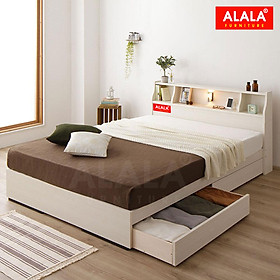 Giường ngủ ALALA05 + 2 hộc kéo/ Miễn phí vận chuyển và lắp đặt/ Đổi trả 30 ngày/ Sản phẩm được bảo hành 5 năm từ thương hiệu ALALA/ Chịu lực 700kg