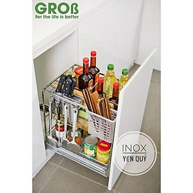 G.ROB GIÁ DAO THỚT RAY ÂM GIẢN CHẤN INOX NAN DẸT BÓNG