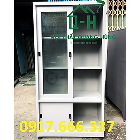 Mua TỦ HỒ  SƠ KÍNH CỬA LÙA SƠN TĨNH ĐIỆN MÀU XÁM TRẮNG DÀNH CHO VĂN PHÒNG
